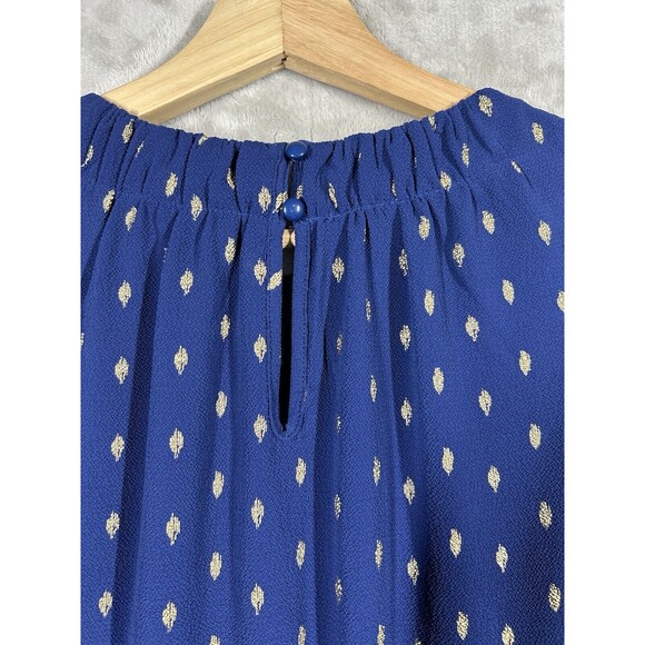 Juicy Couture Navy & Gold Polka Dots Tie Sides High Neck Dress Women’s XS - Picture 9 of 11